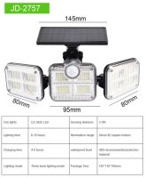 【✆New✆】 sdis shop โคมไฟติดผนังเซ็นเซอร์พลังงานแสงอาทิตย์ไฟ Led สามหัวสำหรับโคมไฟผนังในสวนภูมิทัศน์แบบหมุนได้ไฟถนนกลางแจ้งรีโมทคอนโทรลอัจฉริยะ