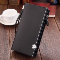 【CC】 Original Luxury Brand Mens Wallet Business Striped Clutch Leather Purse Male Fashion Man Card Holder With Aipper