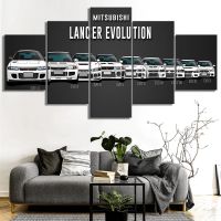 Canvas Painting Print Modular Artwork Modern 5 Pieces Mitsubishi Lancer Evolution Car Pictures Home Decor Wall Art Unique Poster