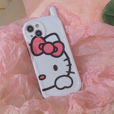 เคส Big Butta สำหรับ iPhone13Promax กรณีโทรศัพท์การ์ตูนน่ารักสำหรับ iPhone12Pro เคส Hello Kitty สำหรับ iPhone11 เคสโทรศัพท์มือถือซิลิโคนสีขาวสำหรับ iPhone14Promax