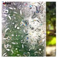 200cm Length Static Cling Window Film 3D Laser Vinyl Blooming Flower Glare Reduction Glass Sticker For Window Door Cabinet Table