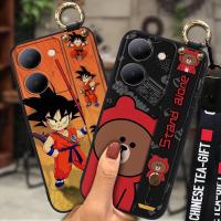 Cartoon TPU Phone Case For VIVO Y78 5G China Lanyard Wrist Strap Soft Wristband Phone Holder Shockproof Cute armor case