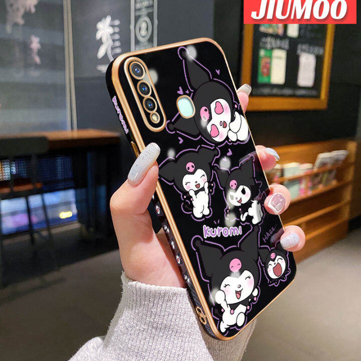 เคส-jiumoo-สำหรับ-vivo-y19-y5s-z1-pro-เคสการ์ตูนน่ารัก-kuromi-ใหม่หรูหราชุบขอบสี่เหลี่ยมเคสมือถือกันกระแทกเคสซิลิโคนนิ่มคลุมทั้งหลังเคสกันกระแทกเลนส์กล้องถ่ายรูป