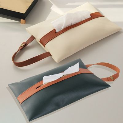 dfthrghd Car Tissue Box Storage Bag PU Leather Napkin Paper Hanging Holder for BMW Benz Auto Interior Decorative Organizer