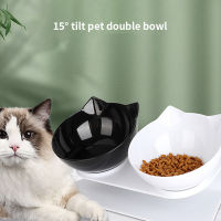 Cat Bowl Double Bowl Cat Feeder Drinker Transparent AS Material Non-Slip Food Bowl With Protection Cervical Supplies