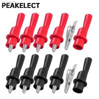 ☂☃ Peakelect P2008 10PCS Insulation Alligator Clip with 2mm Socket Metal Crocodile Clamp Test Accessories for Multimeter 1000V/10A