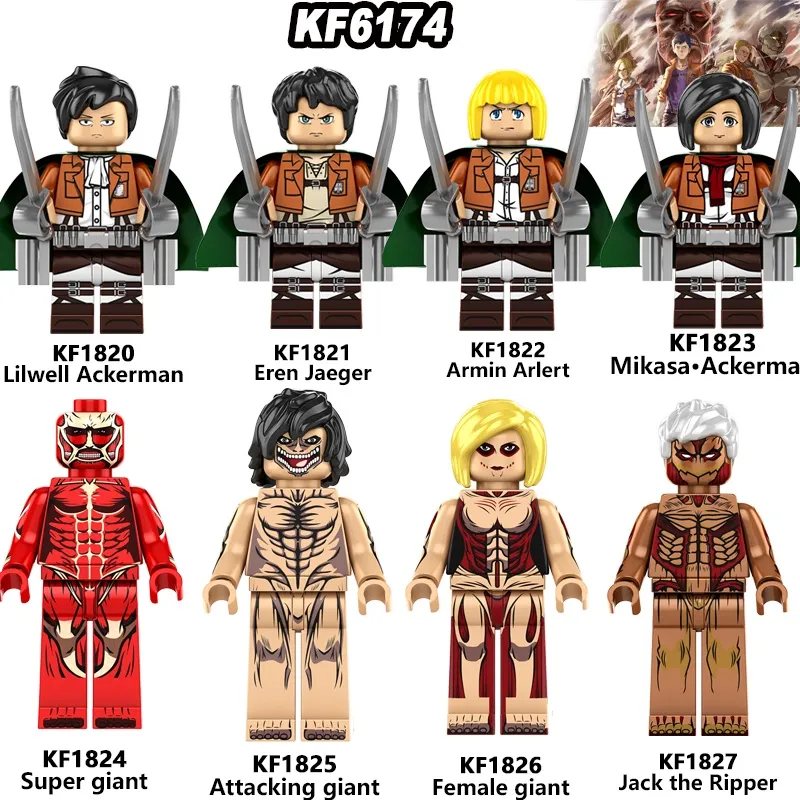 Bonecos Attack on Titan Shingeki no Kyojin Ataque dos Titas Anime Blocos de  Montar Minifigura Compatível com Lego Miniatura Minifigure - Escorrega o  Preço