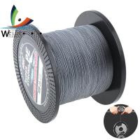 Weihe 500เมตร550หลาสีเทา PE สายการประมงถัก4เส้น18 28 40 50 70 80 90LB Multifilament สายการประมง