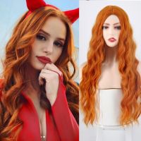 Synthetic Wigs Long Wave Wigs Orange Wig for Woman Heat resistant Fiber Curly Wig Cosplay Halloween Natural Hair