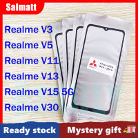 Salmatt กระจกด้านนอกหน้าจอด้านหน้ามีกาวโอก้าสำหรับ Realme V3/V5/V11/V13/V15 5G/ตัวเปลี่ยนกระจกด้านนอก LCD แบบสัมผัสหน้าจอ V30