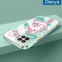 เคส Dienya สำหรับ OPPO A93 2020 F17 Pro Reno 4 Lite Reno 4F ลายการ์ตูนน่ารักดีโชคดีใหม่กรอบชุบสี่เหลี่ยมนุ่มซิลิก้าเจลกันกระแทกเคสมือถือฝาครอบป้องกันเลนส์กล้องถ่ายรูปรวมทุกอย่าง