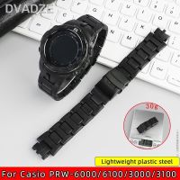 สายคาดไฟพลาสติกแท้2023สำหรับ Casio Protrek Prw 6000สาย PRW-3000สายนาฬิกา/3100/6000/6100Y สายรัดข้อมือห่วงนิรภัยสำหรับปีนเขา