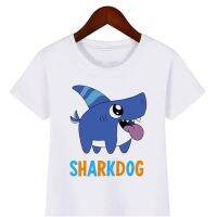 New childrens t-shirt funny shark dog cartoon print boys t shirt cute kids clothes summer short-sleeved shirt casual bo