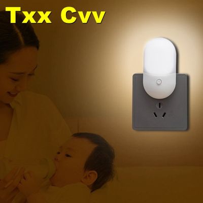 Energy Saving 3W Night Light Plug-in LED Socket Lamp Indoor Lighting Bedroom Night Bedside Lamp US/EU Two-color