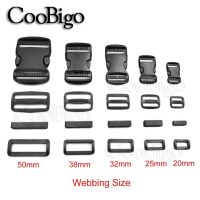 1set 20mm 25mm 30mm 38mm 50mm Plastic Slider Adjustable Rectangle Ring Belt Loop Curved Side Release Buckles For Ribbon Webbing