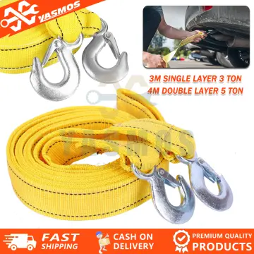 6 Tons 2 Layer Heavy Duty Car Recovery Tow Rope Strap w/ Hooks