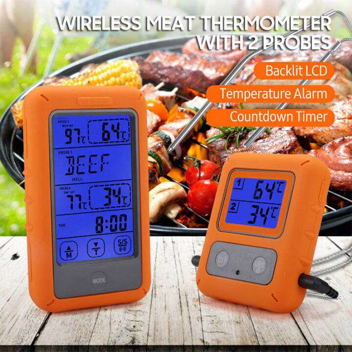 BO YIN Wireless Meat Thermometer with 2 Probes 328Ft Long Range LCD