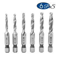 NINDEJIN 6pcsset UNC thread screw tap drill bits set 6-32 8-32 10-24 10-32 hex shank hss tap drill bits set for metal wood