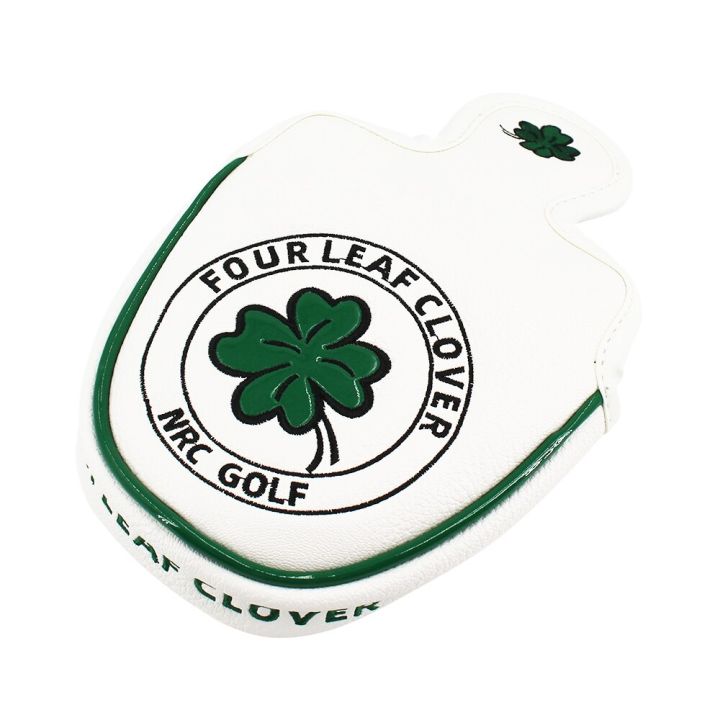 good-luck-four-leaf-clover-golf-putter-cover-for-mallet-blade-club-waterproof-pu-leather-golf-head-cover-white-black-protector-adhesives-tape