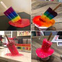 Ice Cream Resin Ornaments Artificial Lollipop Melting Popsicle Sculpture Summer Cool Popsicle Home Decoration Resin Popsicle