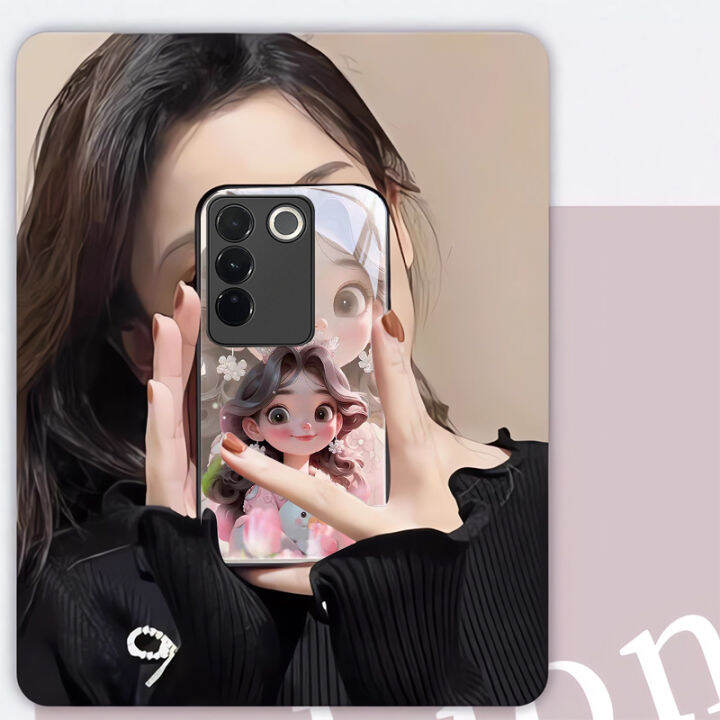 เคส-v29-vivo-5g-v25-v27e-v27เคสโทรศัพท์-v23ใหม่3d-หมีกระจกเทมเปอร์น้ำฝาครอบเลนส์ป้องกันกล้องเคสโทรศัพท์กันกระแทกด้วยสายคล้องสายคล้องมือหัวใจน่ารัก