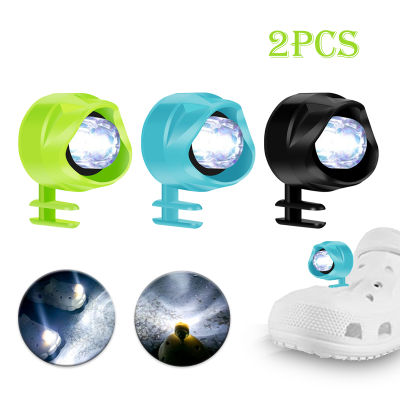 2PCS Croc Shoes Headlights Mini Flashlight Waterproof LED Slipper Lights Clog Sandal Decoration for Walking Camping Running Lamp