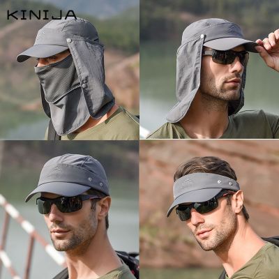 【CC】Outdoor Neck Protection Sun Cap Quick Drying Sunshade Hat Fishing Cycling Climbing Men Removable Face Shield Safari Hat Women