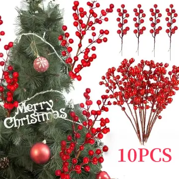 Christmas Floral Picks Red Berry Branches Green Leaves Spray Glitter -  China Christmas Decoration Picks and Red Berry Branches price