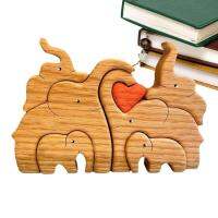 Wood Elephant Table Ornament Sculpture Family Elephant Craft Figurine Desktop Carving Model for Elephant Pet Lovers Home Decoration charitable