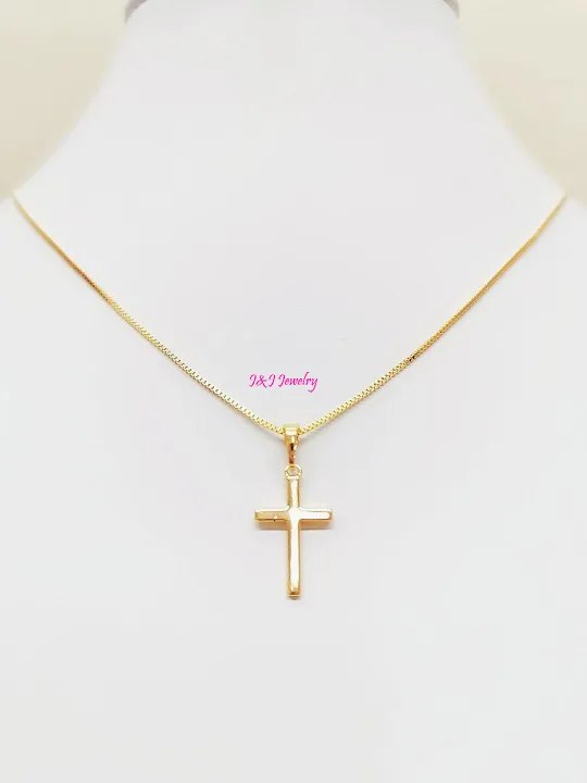 Box Chain Gold Cross Pendant Necklace Lazada PH