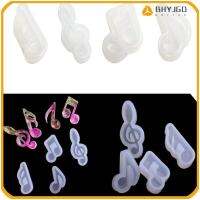 BHYJGD 4pcs สีขาวขาว แม่พิมพ์ซิลิโคนรูปโน้ตดนตรี ซิลิโคนทำจากซิลิโคน Music Note แม่พิมพ์ซิลิโคน freshie แม่พิมพ์จี้ซิลิโคน แม่พิมพ์ซิลิโคนที่ไม่เหมือนใคร เครื่องประดับจี้ห้อย