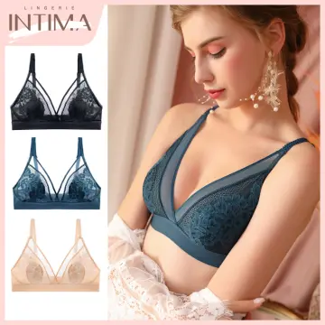 Clearance!Women's Front Closure Thin Cup Bra Flower Lace Embroidery Back  Plus Size Push Up Wirefree Adjustable Bralette