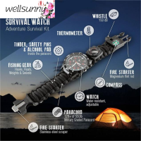 Wellsunny 16 IN 1 ADVENTURE SURVIVAL KIT ตกปลามัลติฟังก์ชั่นกลางแจ้งแคมป์ปิ้งเข็มทิศนาฬิกาสปอร์ต