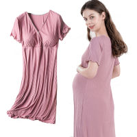 Pregnant Women Sleepwear Casual Evening Dresses Plus Size Front Open Nursing Dress Breast Feeding Underwear Maternify Nightgown