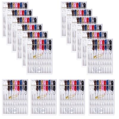 16 Boxes Home and Travel Quick Fix Sewing Kit Pre Threaded Needle Kit, Each Box with 10 Pieces