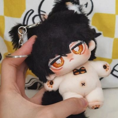 10cm Cartoon Mini Cute little black Cat Plush Stuffed Dolls No Attribute Starfish Body Soft Cotton Keychain Pendant Gifts