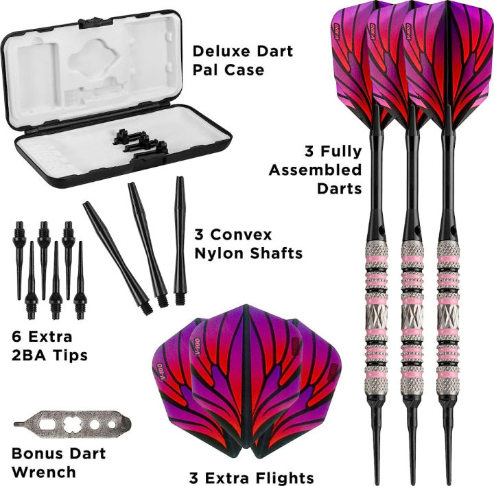 viper-by-gld-products-viper-wings-80-tungsten-soft-tip-darts-with-storage-travel-case-16-grams