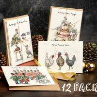 Twelve Days of Christmas Card Set with Envelopes Friends Family Gift Mini Christmas New Year Blessing Greeting Postcard Cards Greeting Cards