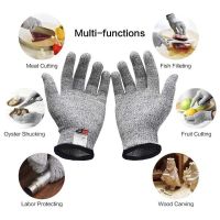 【CW】 1 pair Grade Level 5 HPPE Cut-resistant Gloves Anti Cutting Safety Garden Woodworking Construction Gardening