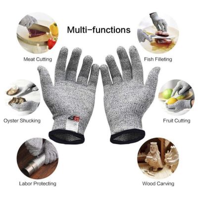【CW】 1 pair Grade Level 5 HPPE Cut-resistant Gloves Anti Cutting Safety Garden Woodworking Construction Gardening