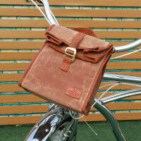 Tourbon จักรยานฉนวนกระเป๋าร้านขายของชำ Pannier จักรยานถุงช้อปปิ้งสำหรับเมืองพร็อพที่มีการจัดการวินเทจสไตล์ผ้าใบสีน้ำตาล