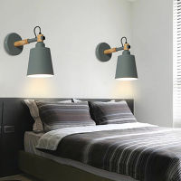 Nordic bedroom bedside LED wall lamp living room balcony wooden ceiling lamp corridor aisle 220V wrought iron indoor lighting