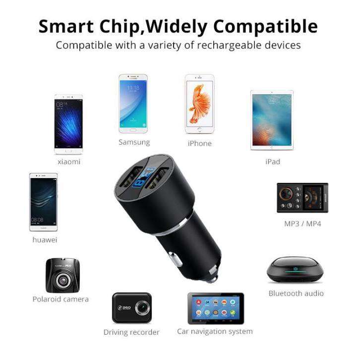 ที่ชาร์จในรถ-5a-ที่ชาร์จแบตในรถ-ชาร์จเร็ว-usb-car-charger-quick-charge-หัวชาร์จ-อะแดปเตอร์-ชาร์จในรถ-qc3-0-มีจอบอกโวลต์-รถยนต์