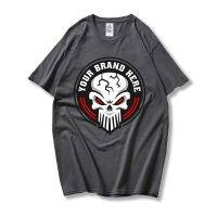 Mens Cotton T-shirt Summer Trend Skull T-shirts Black Casual Fashion Round Neck 100% Cotton Gildan