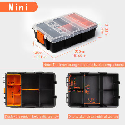 Multi-Grid Tool Box 3Sizes Detachable Parts Storage Box Portable Plastic Box Screwdriver Screw Classification ToolBox Sample Components Tool Boxes Household Repair Tool Case Craft Bead Holder Organizer Box Toy Parts Container