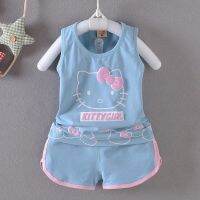 New Product Promotion Loose Short Top Baby Girl Clothing Sleeveless Printed 2-Piece Top Shorts Girls Suit Childrens Ladies Shirts Short-Sleeved Cheap Beautiful Summer Thin Style