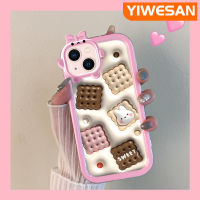 YIWESAN เคสสำหรับ iPhone 13,เคสป้องกันโทรศัพท์กันกระแทกลายการ์ตูนกระต่ายช็อคโกแลตน่ารัก3มิติแบบนิ่มสุดน่ารักสีสันสดใสใหม่เคสป้องกันซิลิโคนลายเลนส์กล้องถ่ายรูปมอนสเตอร์น้อยสุดสร้างสรรค์