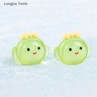 Longjia Tools หน้ายิ้มเรืองแสงทำจากเรซิ่นขนาดเล็ก2ชิ้นเครื่องประดับภูมิทัศน์ขนาดไมโครของตกแต่งแผงหน้าปัดรถยนต์