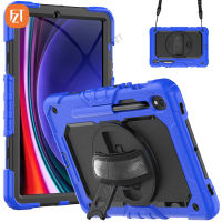 【พร้อมฟิล์มหน้าจอ】 Casing Tablet หรูสำหรับซัมซุงกาแล็กซีแท็บ S9 11.0 "(2023)/SM-X710เคสซิลิกอน TPU และ PC แบบนิ่มมีขาตั้งในตัว + Tali Bahu + สายรัดข้อมือ