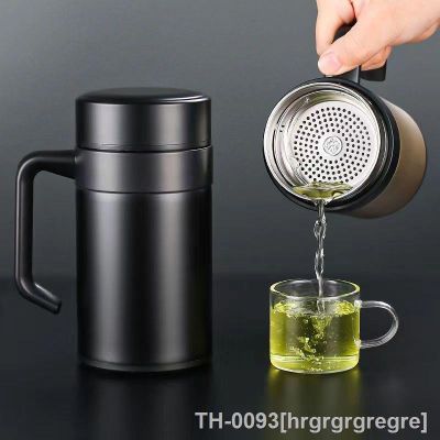 ▤❁ hrgrgrgregre Garrafa térmica de aço inoxidável para homens copo água termal com alça chá e café presente escritório 400ml